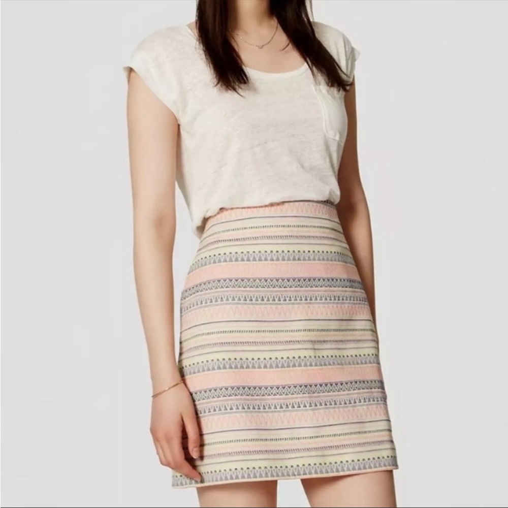LOFT Jacquard Pastel Print Skirt